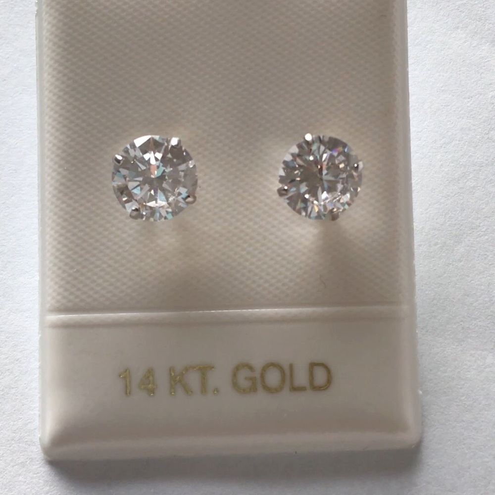 OFFERS WELCOMED - 14k white gold cz earrings